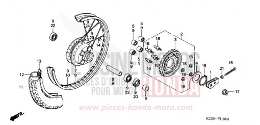 ROUE ARRIERE (E/ED/F/G/SD/SW) CM125CJ de 1988